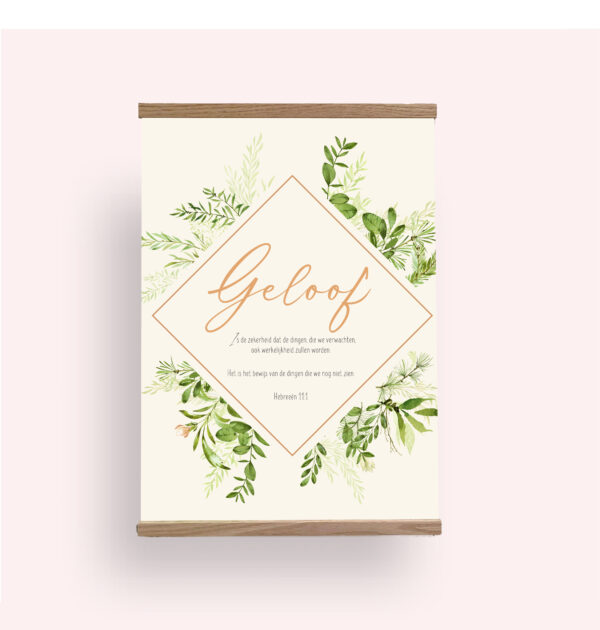 Textielposter Geloof 40x50cm met Houten Hangers