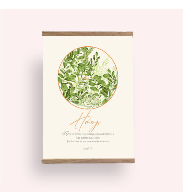 Hoop A4 Textielposter Hoop A4 met Houten Hangers