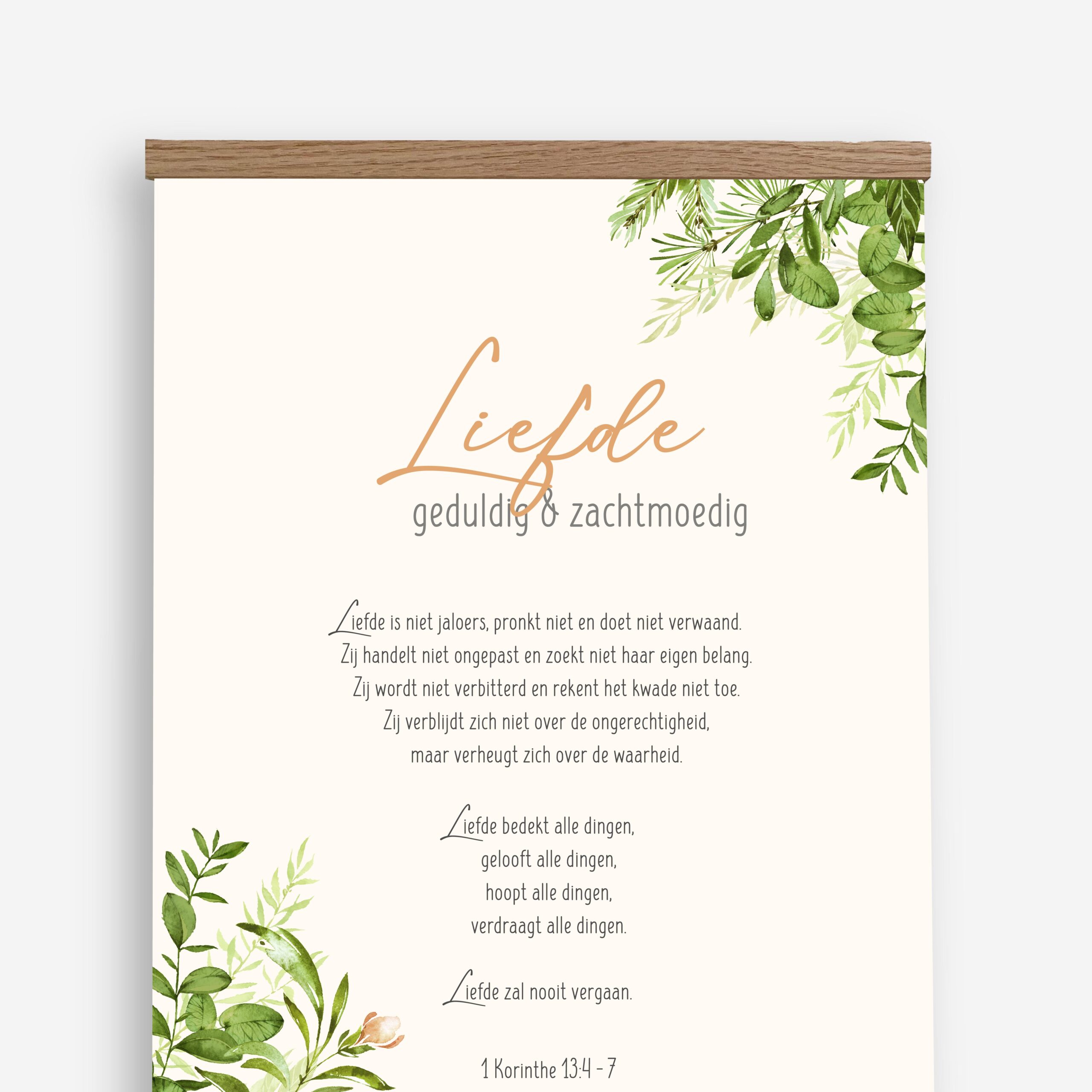 Textielposter Liefde 40x50cm met Houten Hangers