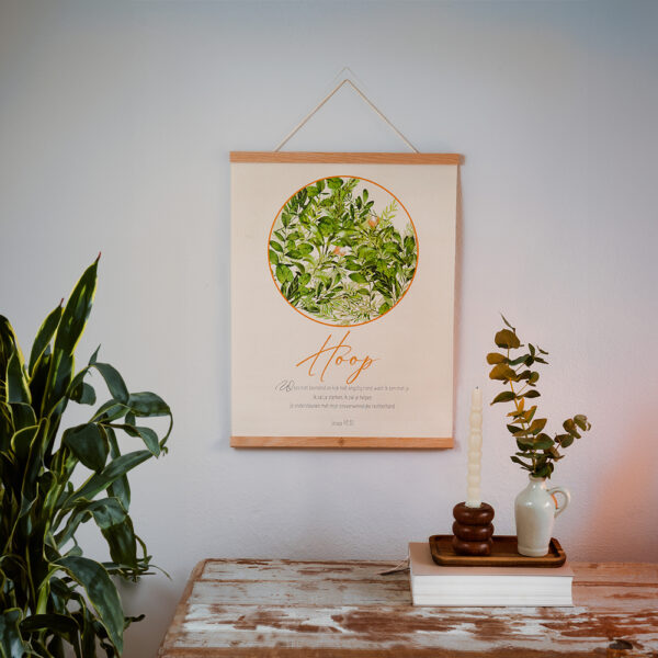 PH4x5 Textielposter Hoop 40x50cm met Houten Hangers
