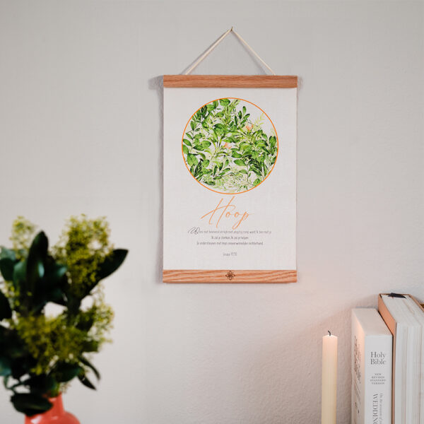 PHA4 Textielposter Hoop A4 met Houten Hangers