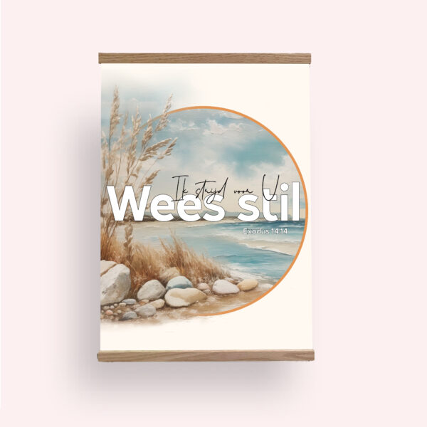 Textielposter Wees Stil Exodus A4 met Houten Hangers