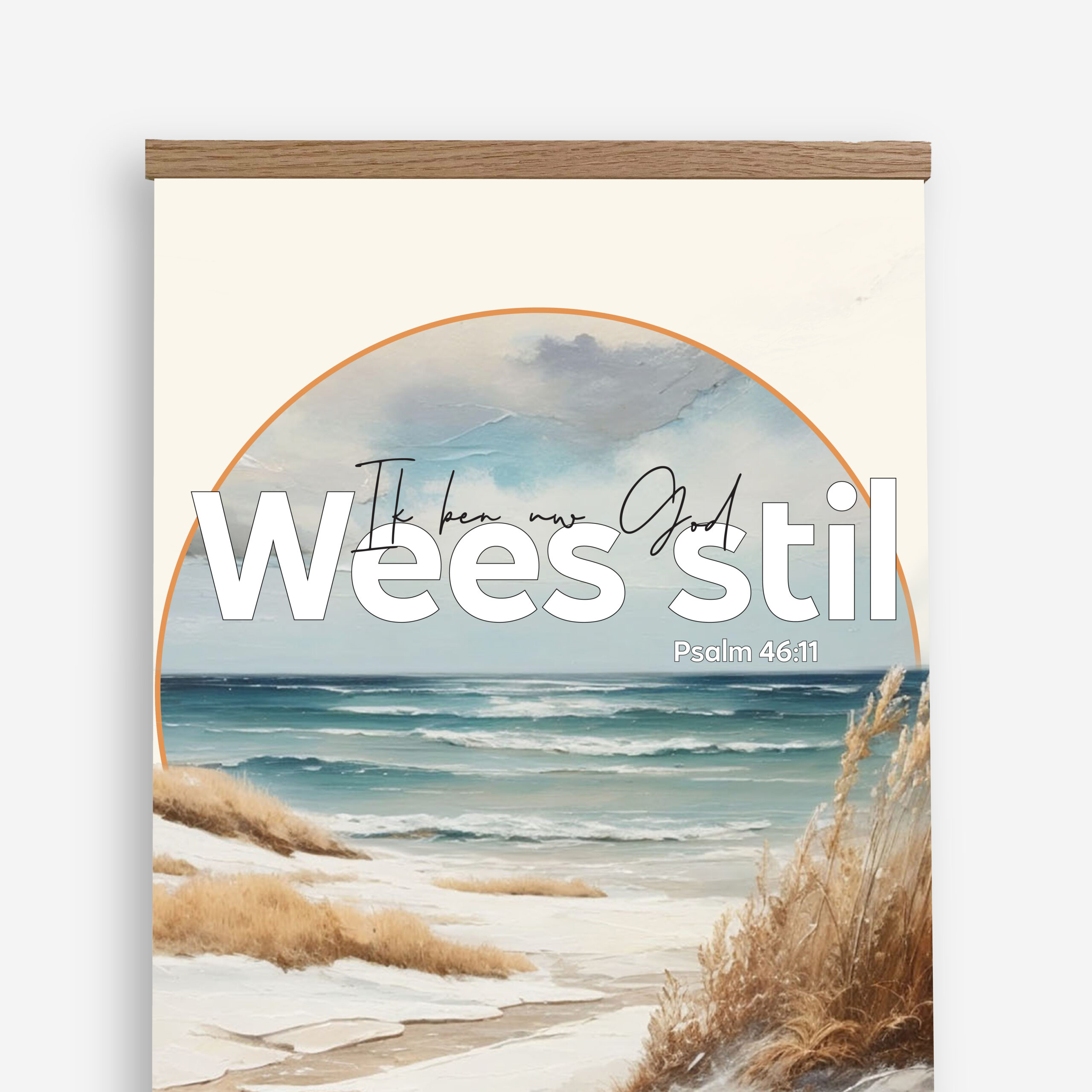 Textielposter Wees Stil Psalm A4 met Houten Hangers