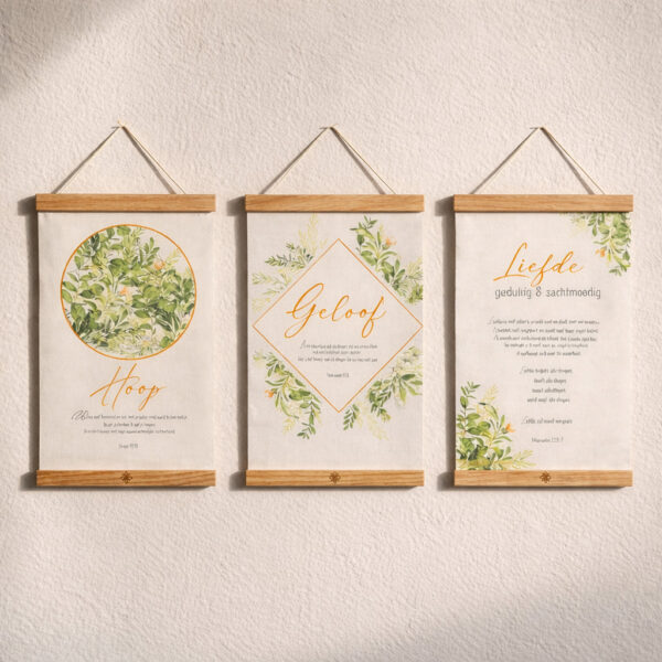 Christelijke Poster Set A4 – Geloof, Hoop & Liefde