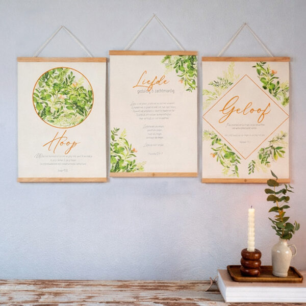 Christelijke Poster Set 40x50cm – Geloof, Hoop & Liefde